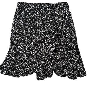 Max Studio | Small | Black midi skirt with white polka dots